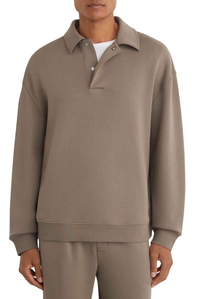 Brooks Relaxed Polo Sweatshirt, Main, color, MUSHROOM BROWN