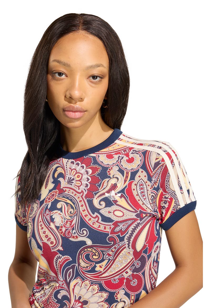 3-Stripes Paisley Slim Fit T-Shirt, Alternate, color, MULTICOLOR/ NIGHT INDIGO