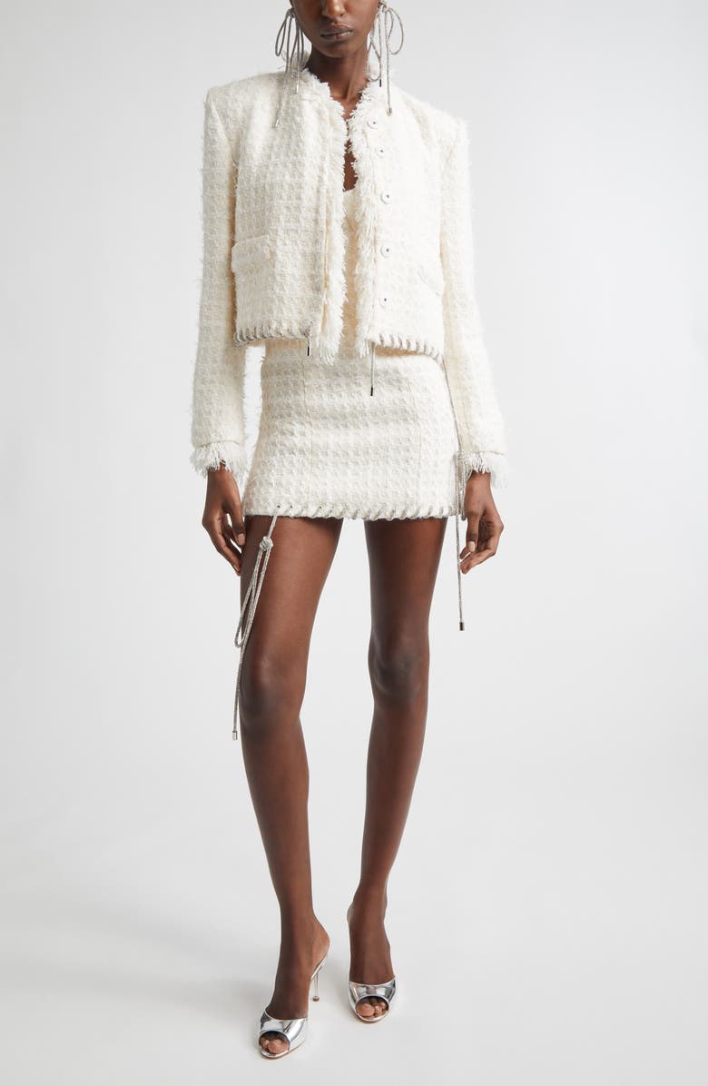 Area Tweed Lady Jacket, Alternate, color, Cream White