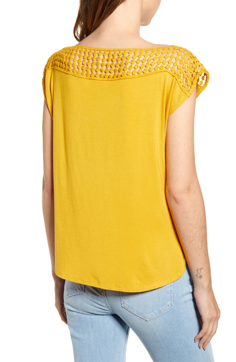 Loveappella Crochet Yoke Top, Alternate, color, 