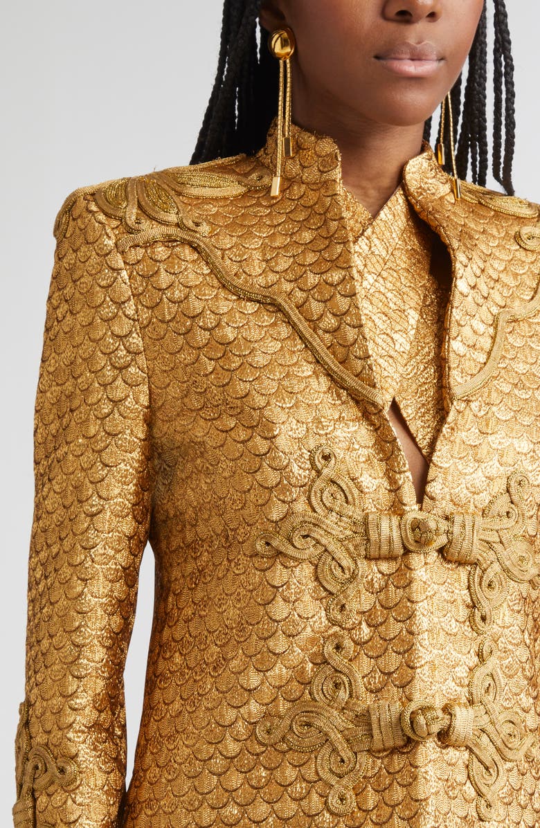 Johanna Ortiz Boldness Scale Jacquard Jacket, Alternate, color, Gold