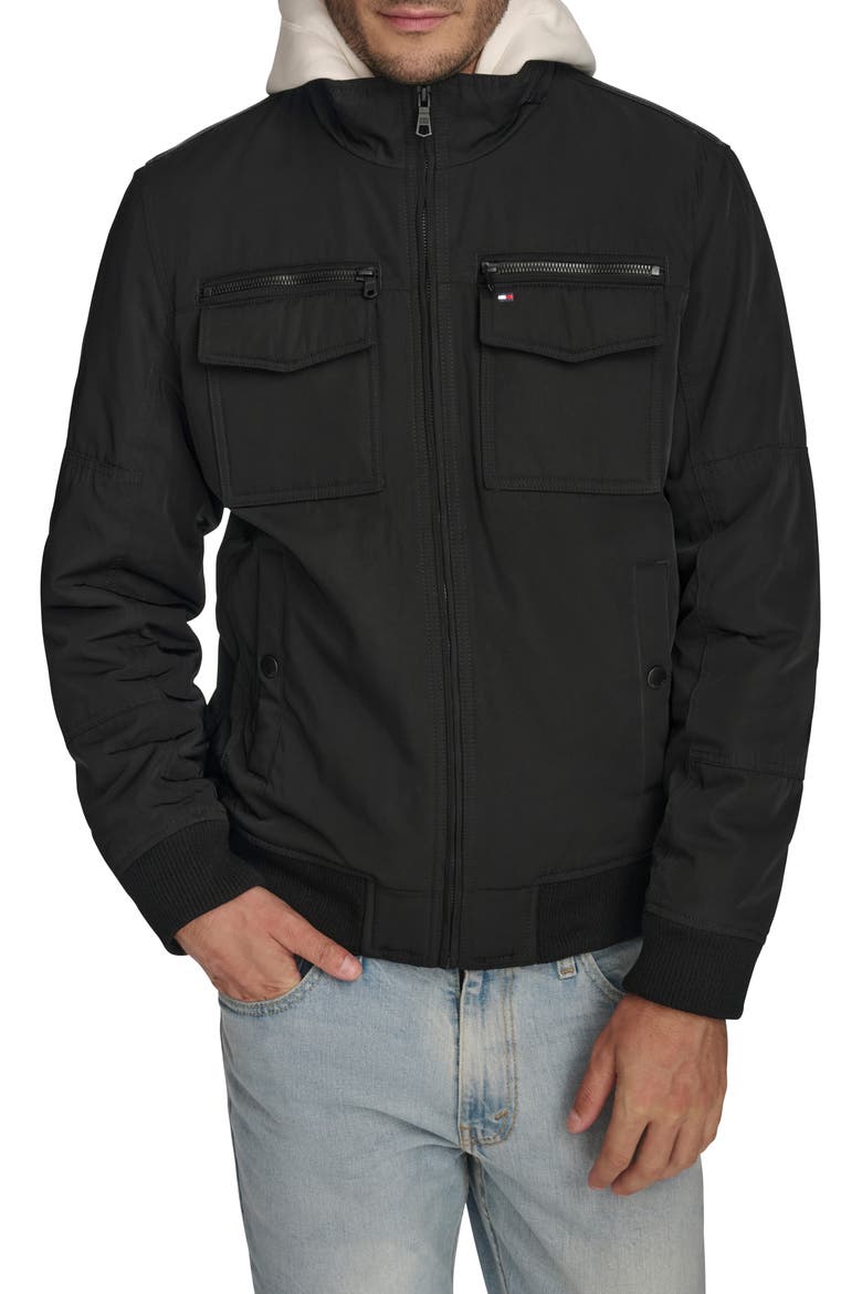 Performance Filled Bomber Jacket, Alternate, color, BLACK