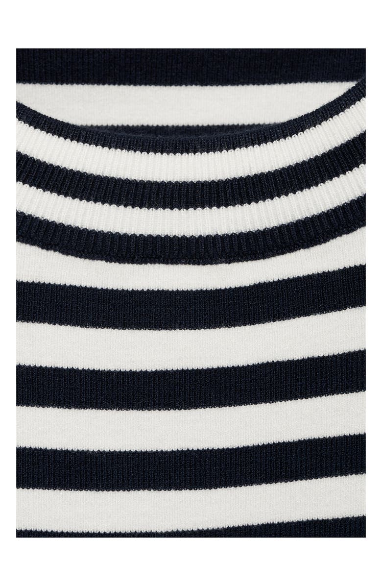 MANGO Stripe Short Sleeve Crop Sweater, Alternate, color, Dark Navy