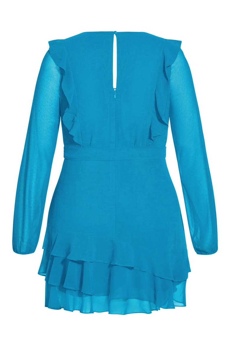Ruffle Long Sleeve Dress, Alternate, color, BLUE