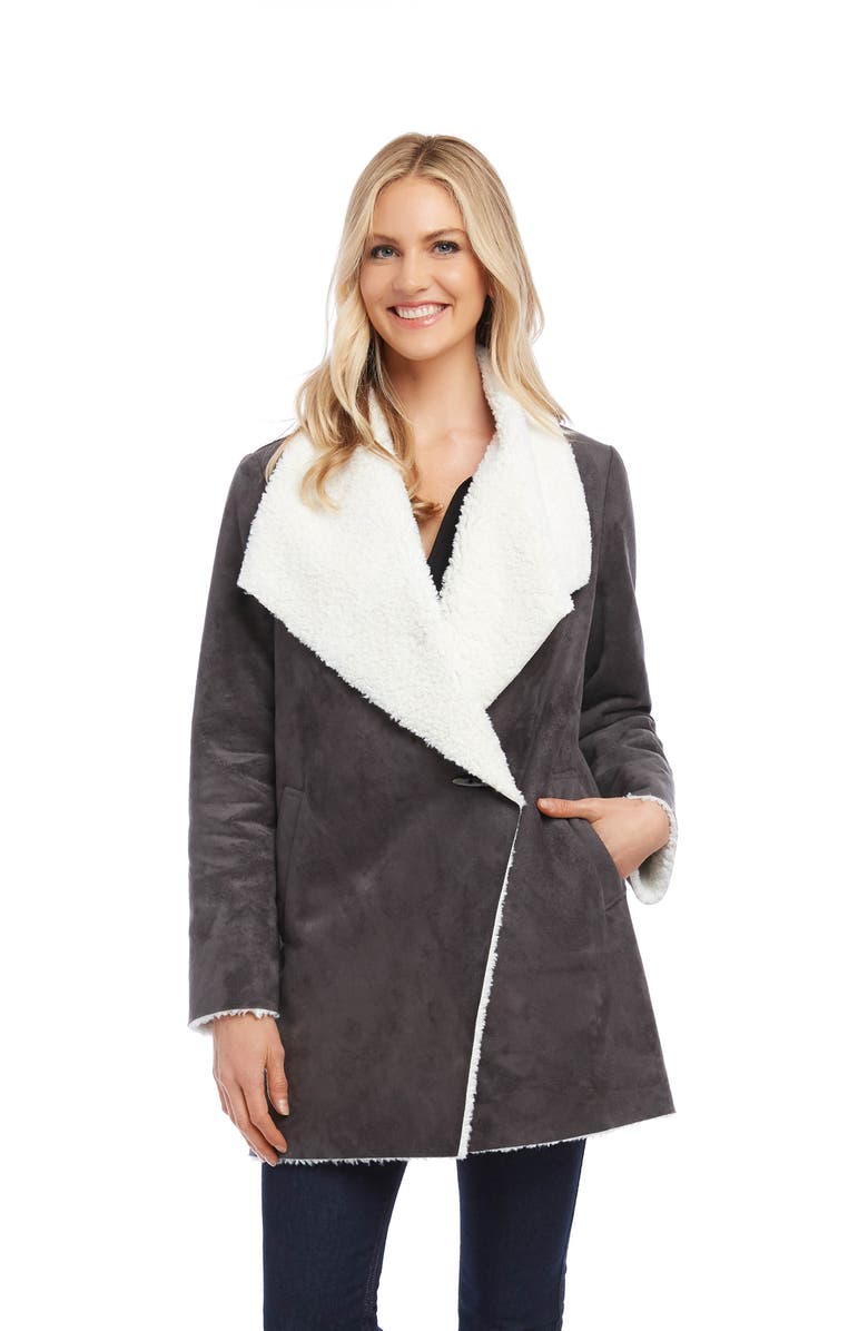 Karen Kane Faux Shearling Coat, Alternate, color,