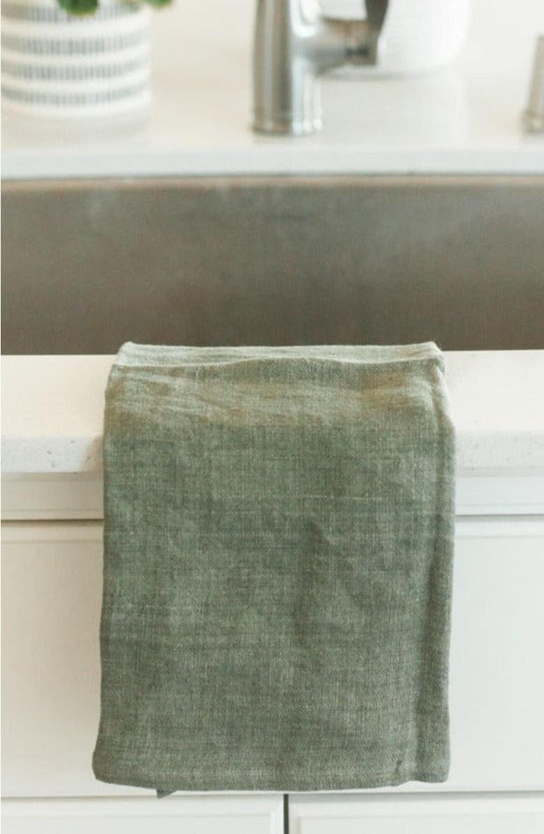 Creative Women Stone Washed Linen Tea Towel, Alternate, color, Sage