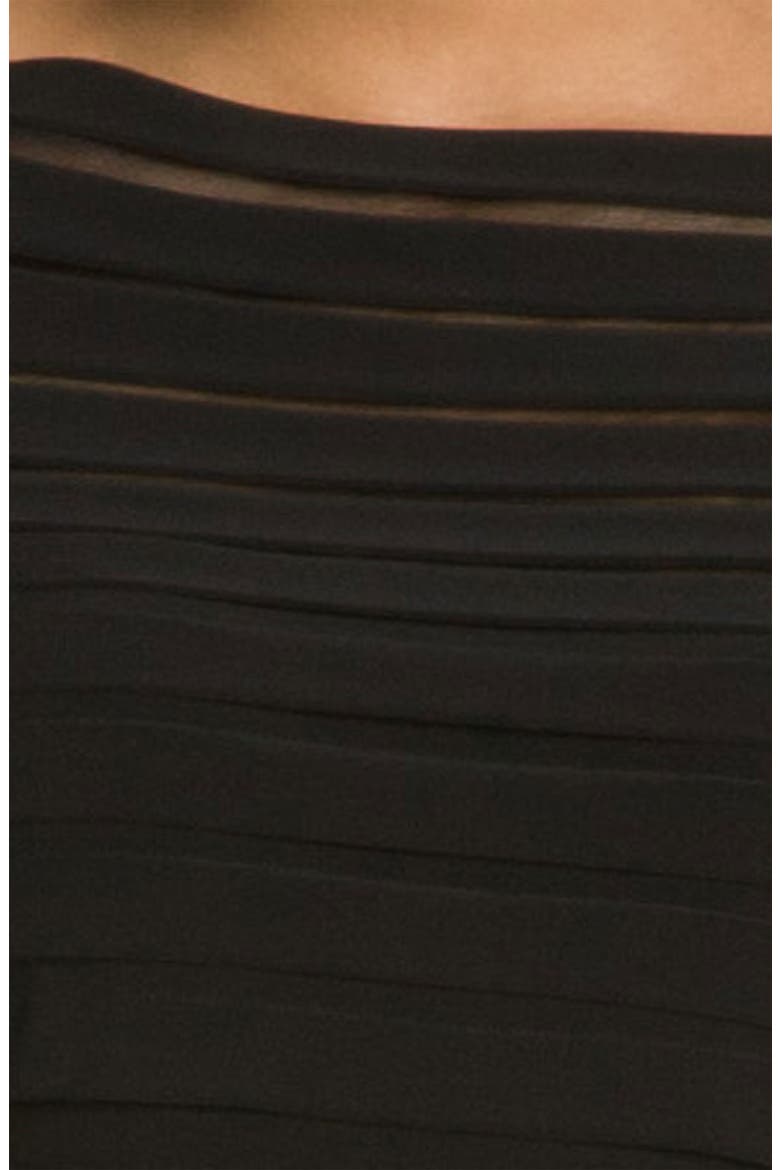 Illusion Bodice Pleated Jersey Sheath Dress, Alternate, color, BLACK