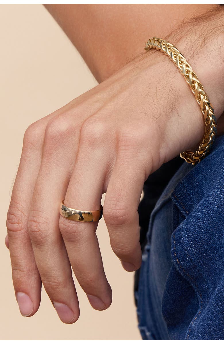 Oradina Mens Forever Band Statement Ring in 14K Gold, Alternate, color, Yellow Gold