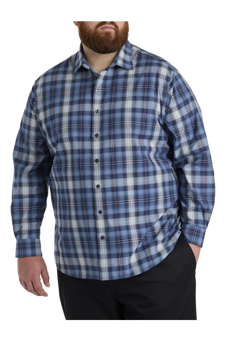 Big & Tall Plaid Sport Shirt, Alternate, color, BLUE