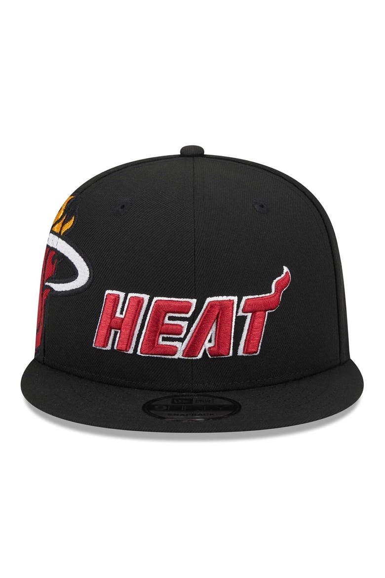Men's New Era Black Miami Heat Side Logo 9FIFTY Snapback Hat, Alternate, color, Black
