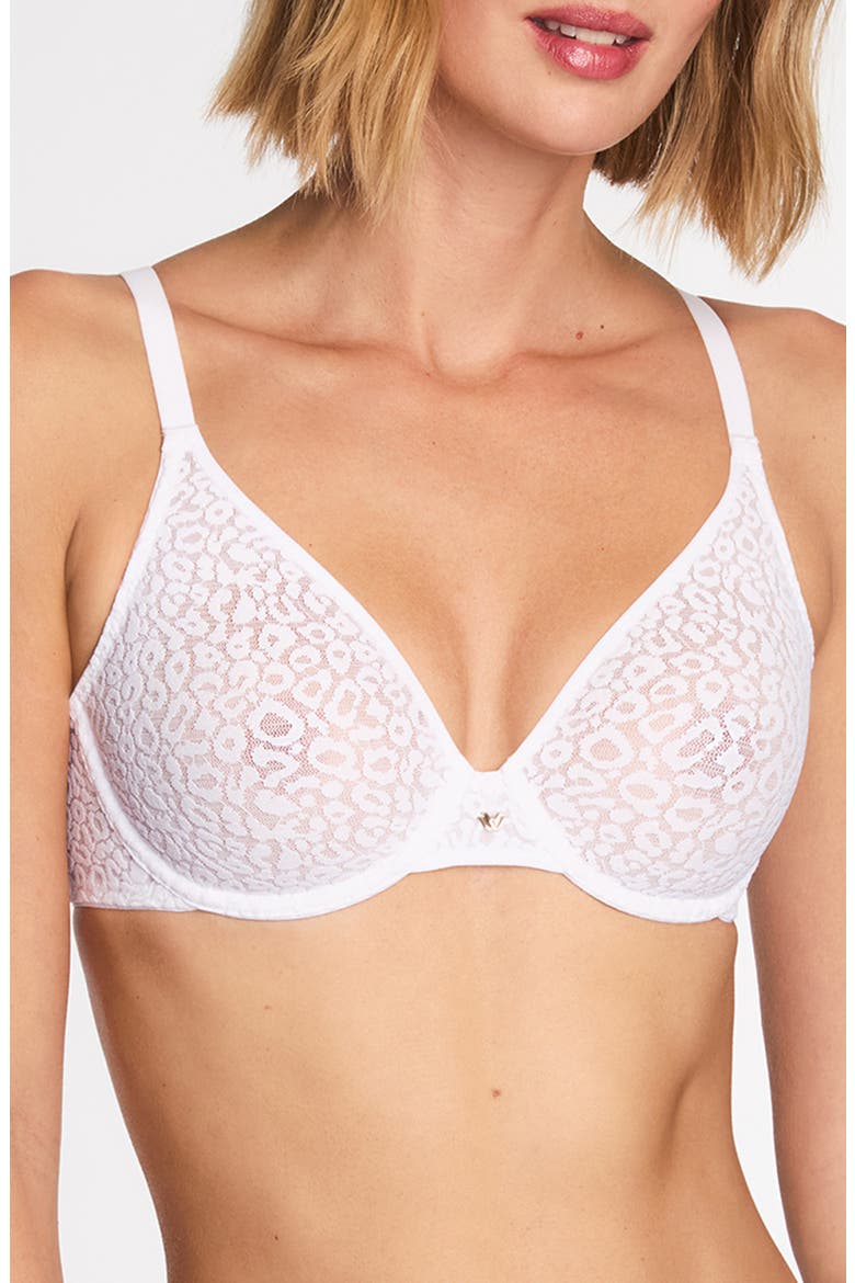 Unlined Underwire Plunge Bra, Main, color, WHITE