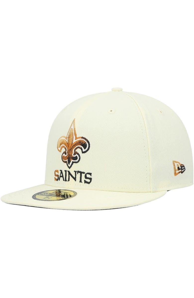 New Era Men's New Era Cream New Orleans Saints Chrome Color Dim 59FIFTY Fitted Hat, Main, color, 