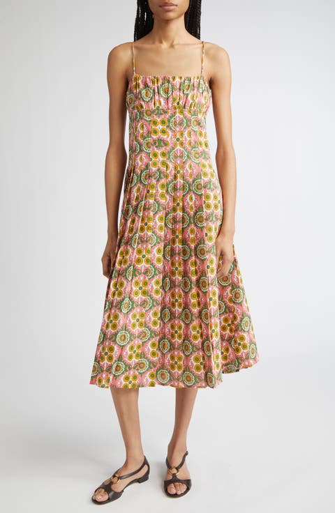 ワンピース Pleated Floral Midi Dress Pleated Floral Midi Dress – Uptown Boutique