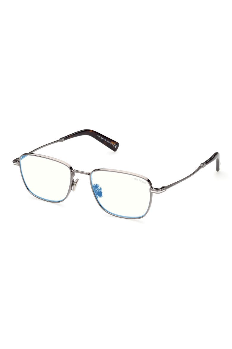 55mm Square Blue Light Blocking Optical Glasses, Alternate, color, SHINY DARK RUTHENIUM