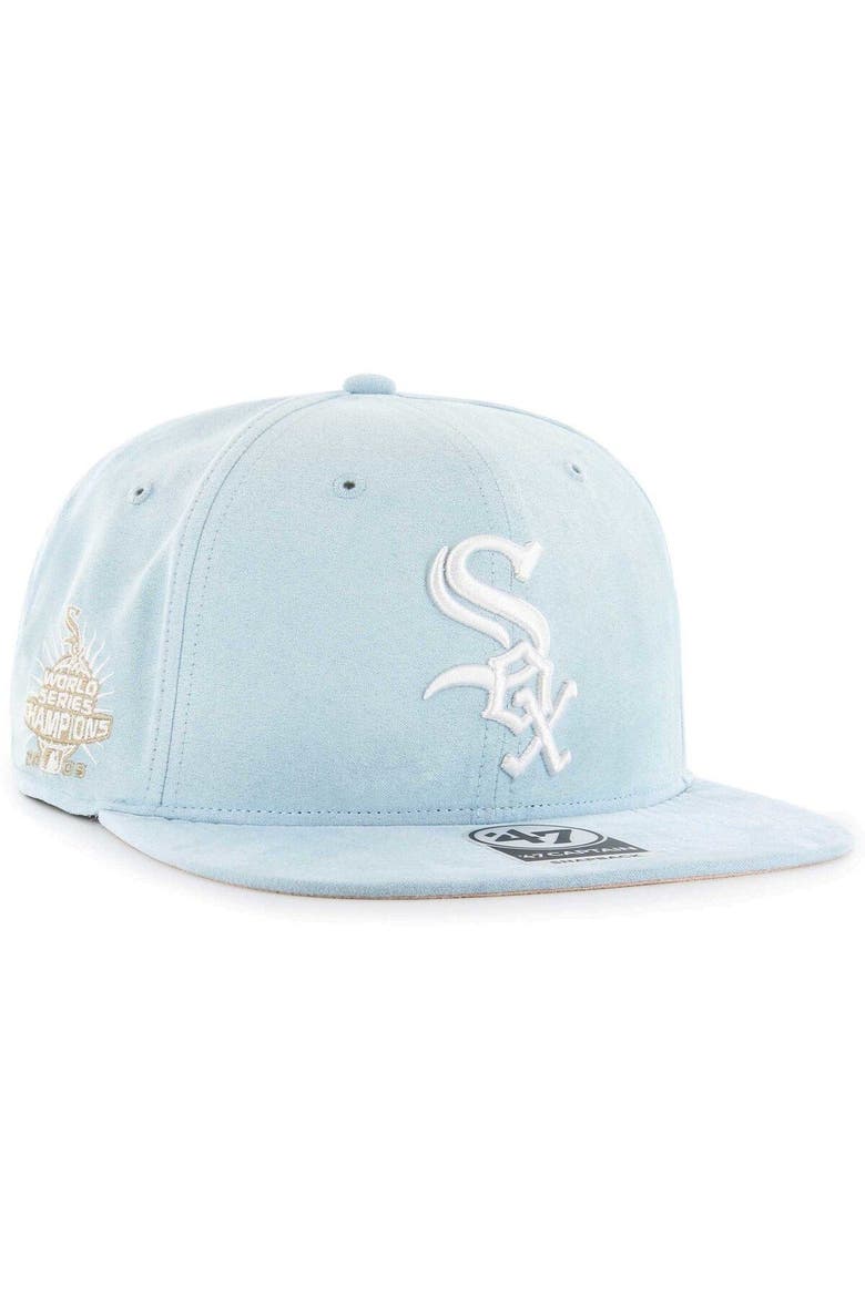 Men's '47 Light Blue Chicago White Sox Ultra Suede Captain Snapback Hat, Main, color, Light Blue