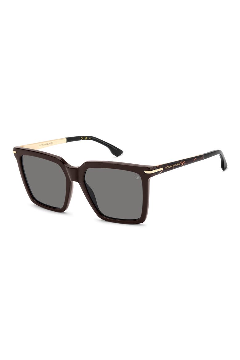 56mm Square Sunglasses, Alternate, color, BROWN/ GREY