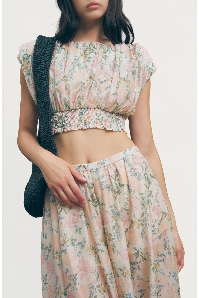 Ara Floral Print Crop Top, Alternate, color, VINTAGE FLORAL PRINT