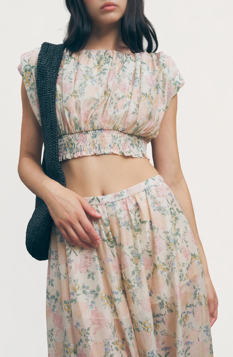 MAUDE CLUB Ara Floral Print Crop Top, Alternate, color, Vintage Floral Print