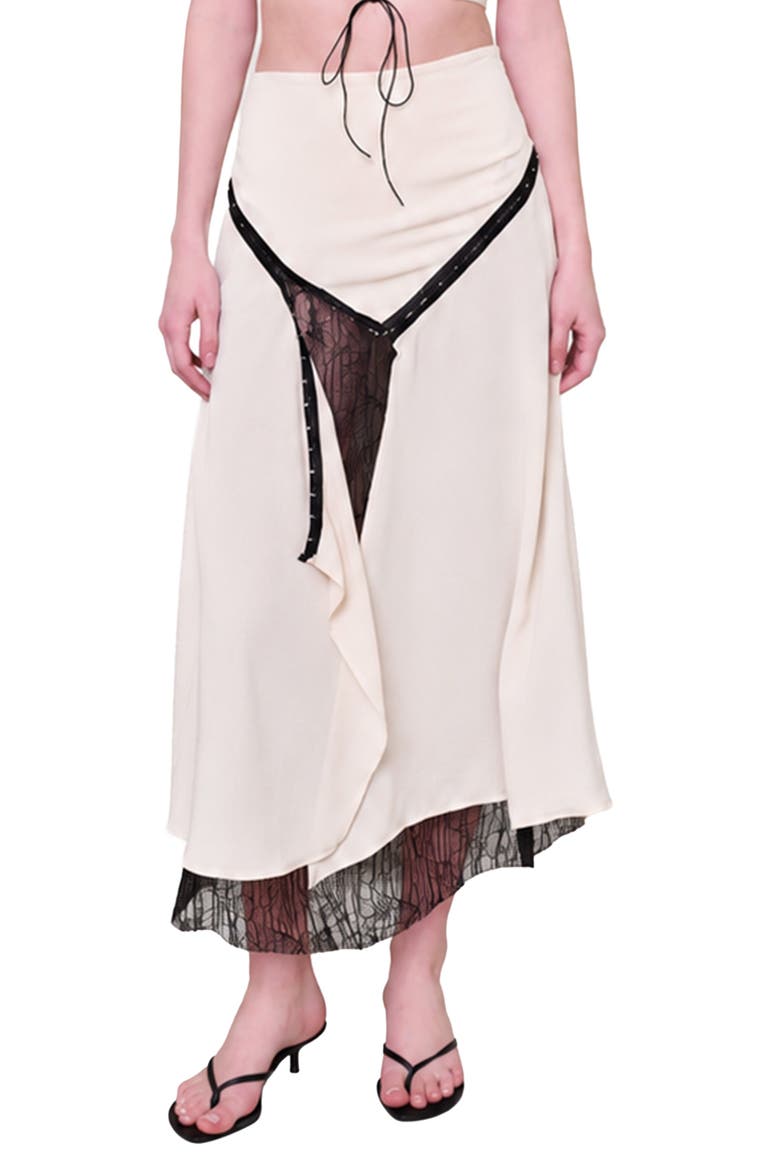 The Party Edit Slit Lace Panel Maxi Skirt, Alternate, color, Beige