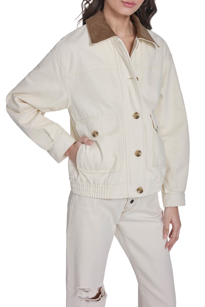 Laydown Denim Utility Jacket, Main, color, ECRU/ TAN CORDUROY
