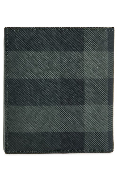 Burberry Check Coated Canvas & Leather Bifold Wallet In Charcoal
