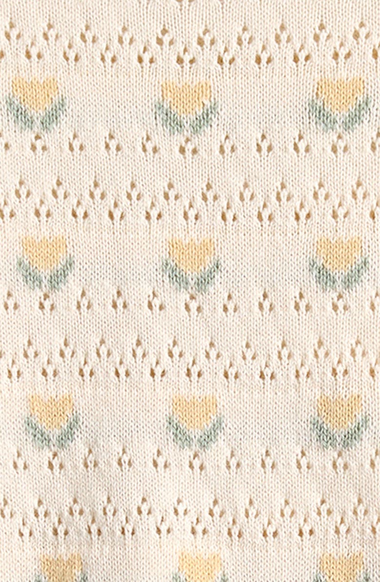 Little Planet Floral Organic Cotton Pointelle Sweater & Shorts Set, Alternate, color, Yellow Floral