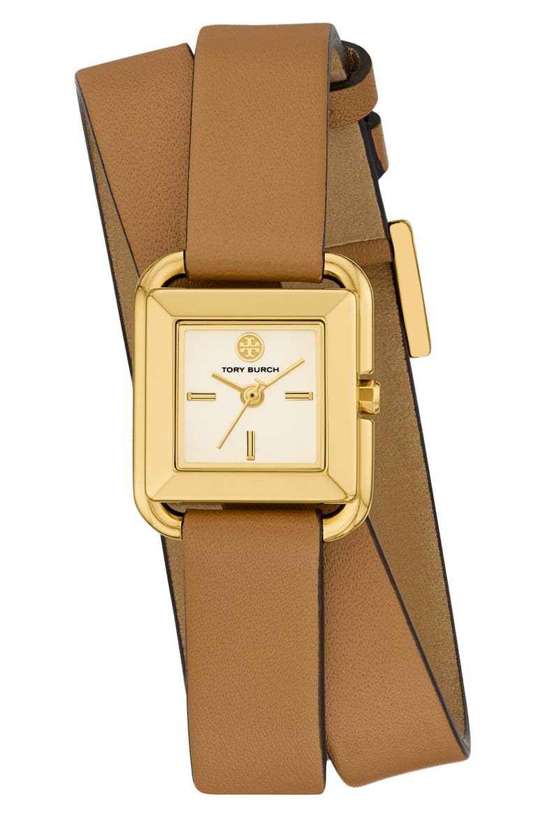 Tory Burch Tan Leather Double-Wrap Watch with Gold-Tone  display picture 1