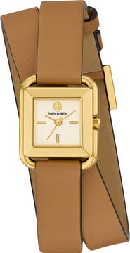 Tory Burch The Small Kira Double Wrap Leather Strap Watch, 18mm x 18mm