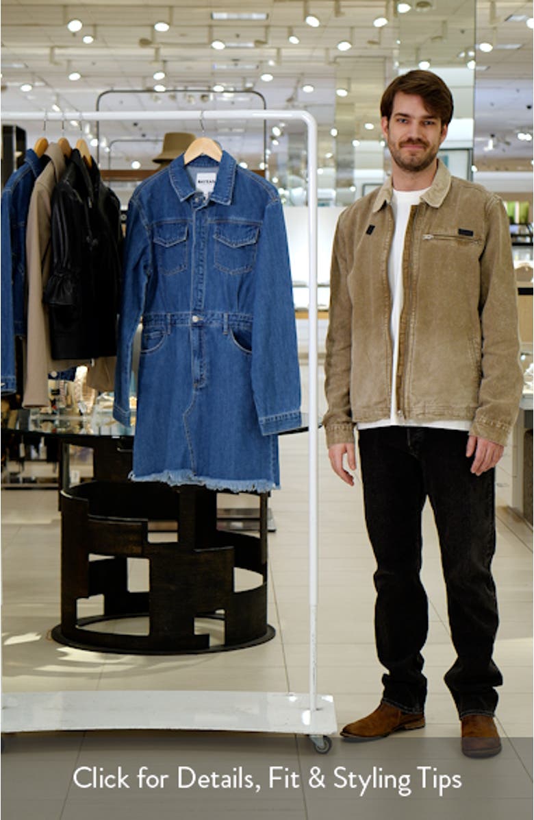 Resa Long Sleeve Fray Hem Denim Mini Shirtdress, sales video thumbnail