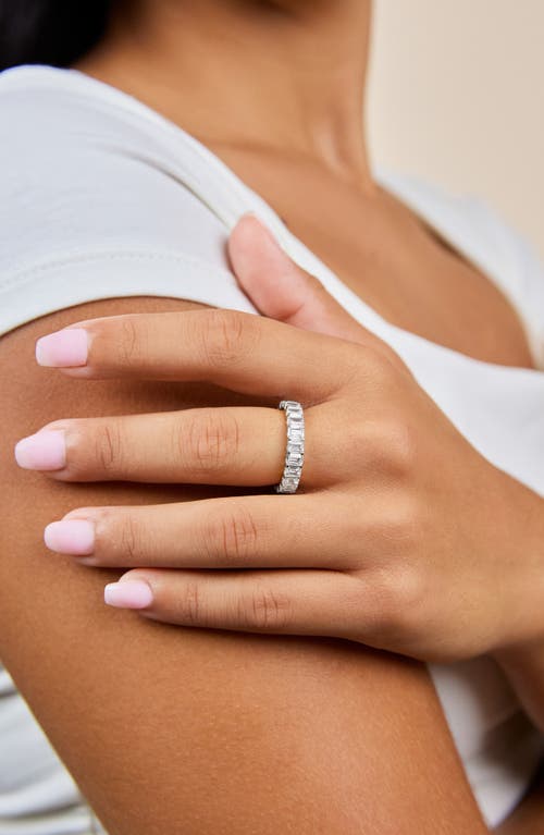 Sterling Forever Rio Baguette Cubic Zirconia Eternity Band Ring In Silver