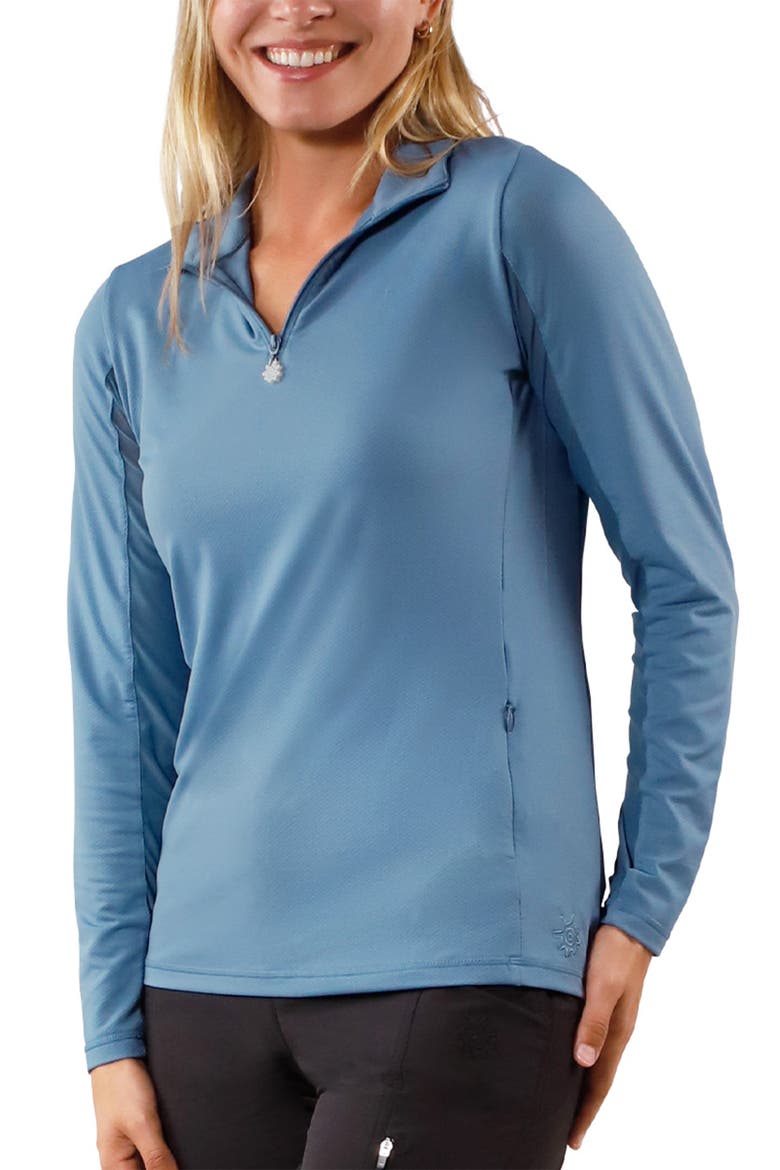 Quarter Zip Vented Sun Shirt, Main, color, Baltic