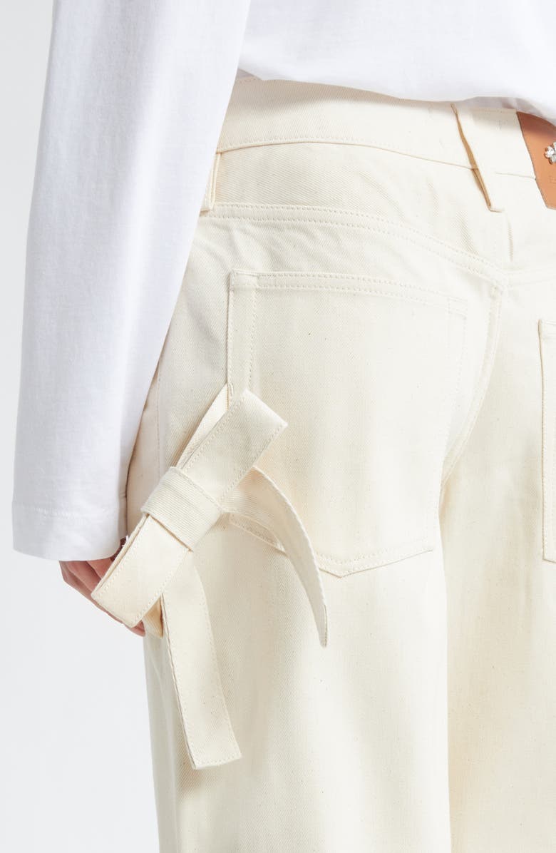 Simone Rocha Straight Leg Bow Loop Jeans, Alternate, color, Ecru