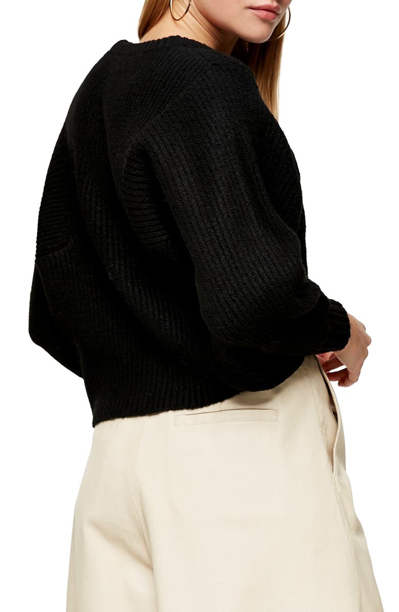 Topshop Direction Ribbed Crop Sweater, Alternate, color, 