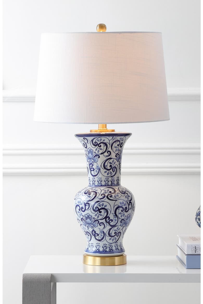 Leo 28.5" Chinoiserie LED Table Lamp, Blue/White, Alternate, color, Blue/White