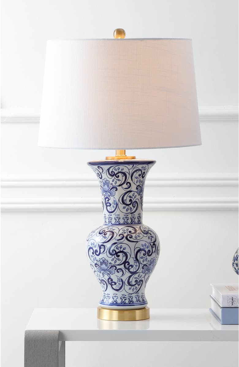 JONATHAN Y Leo 28.5" Chinoiserie LED Table Lamp, Blue/White, Alternate, color, Blue/White