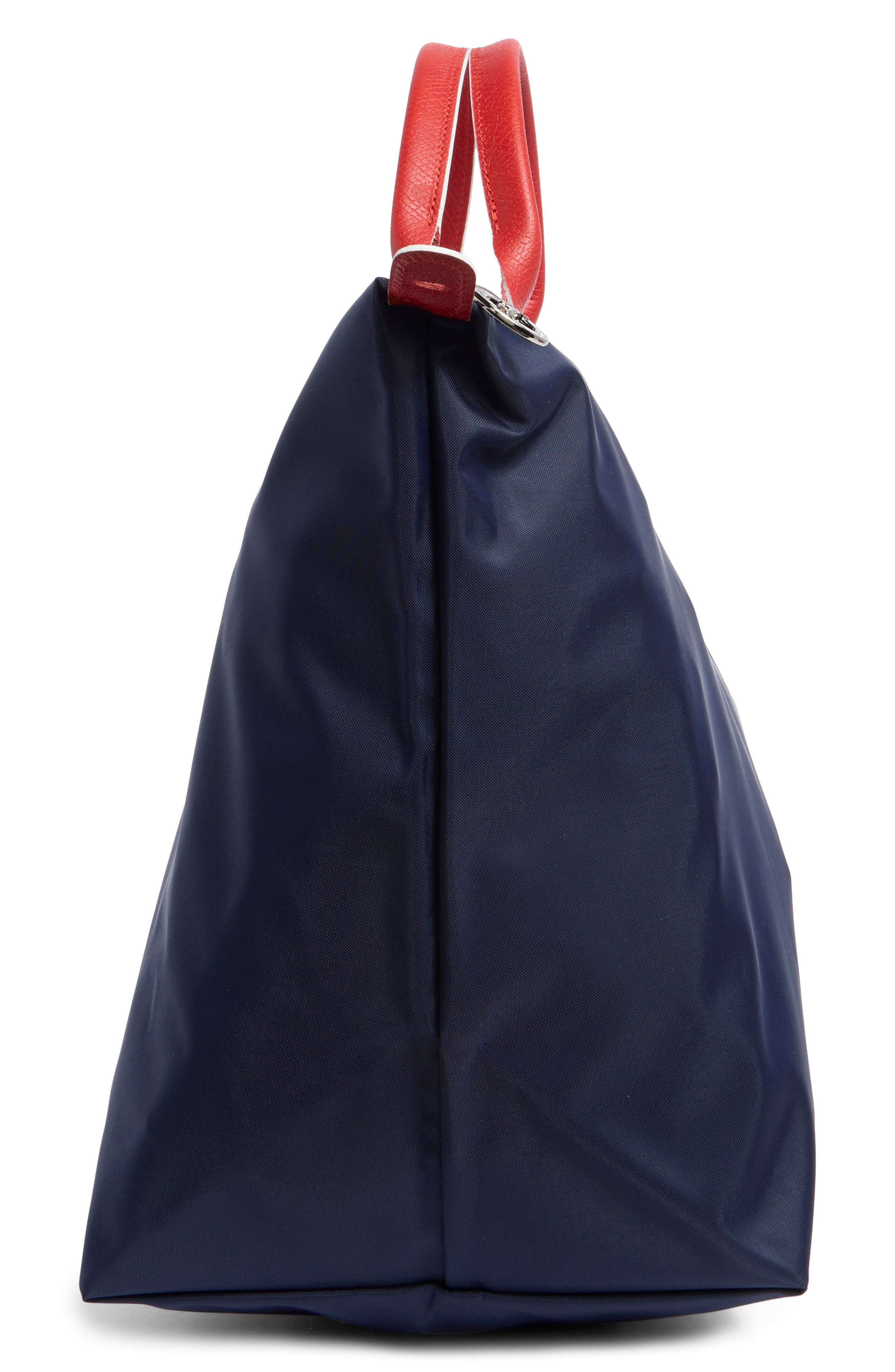 Longchamp My Pliage Club Travel Bag, Alternate, color, Navy/ Vermillion