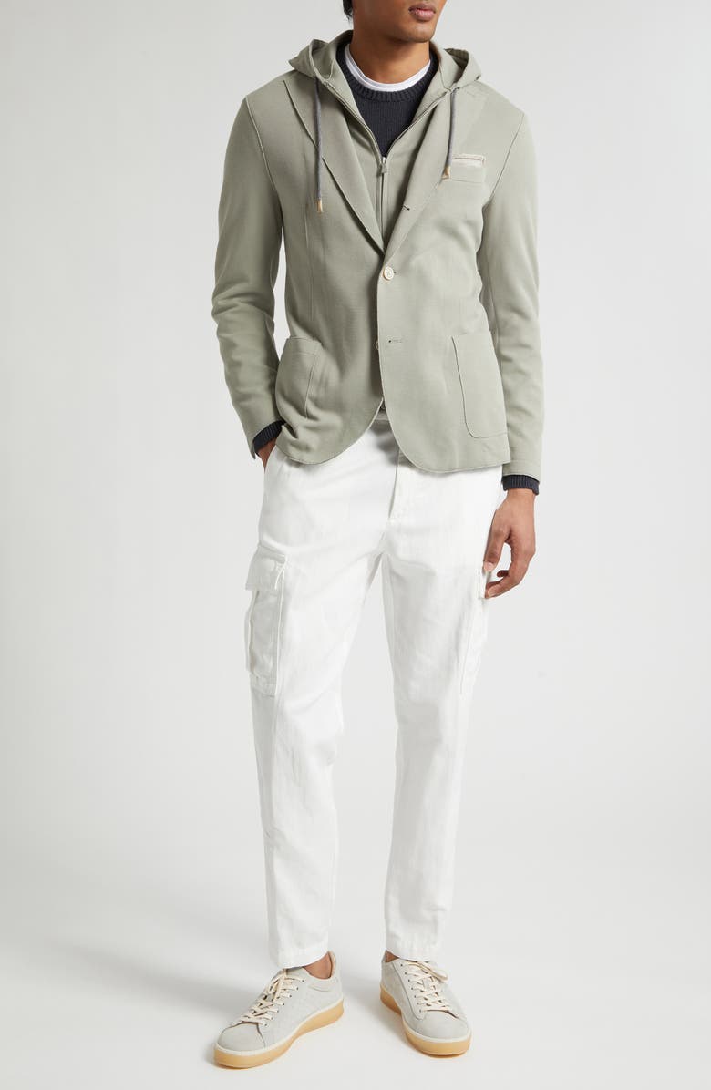 Eleventy Cotton Blend Sport Coat with Removable Hooded Bib, Alternate, color, 07B Green