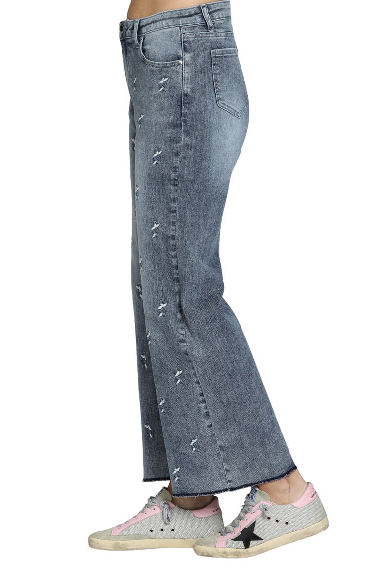 Embroidered Wide Leg Jeans, Alternate, color, MEDIUM INDIGO