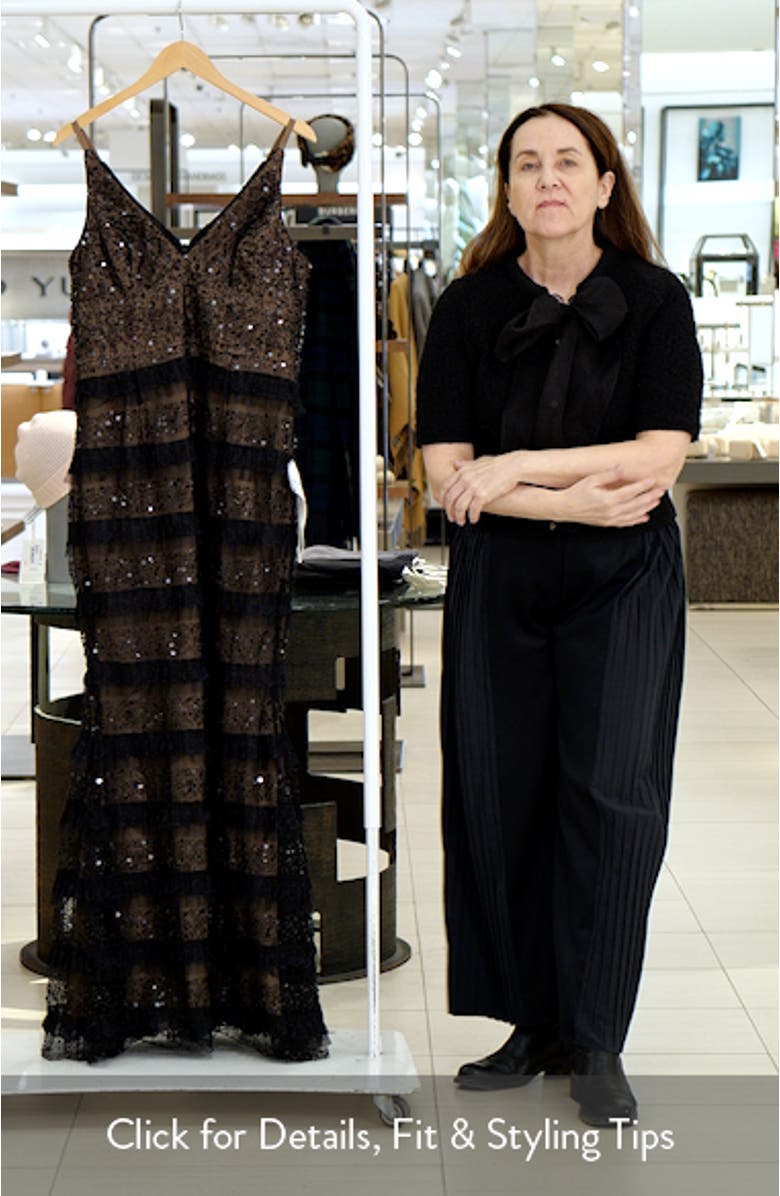 Guinevere Sequin Ruffle Gown, sales video thumbnail