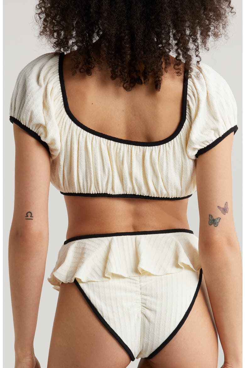 Bandita Bikini Top, Alternate, color, CREAM TERRY RIB BLACK BINDED