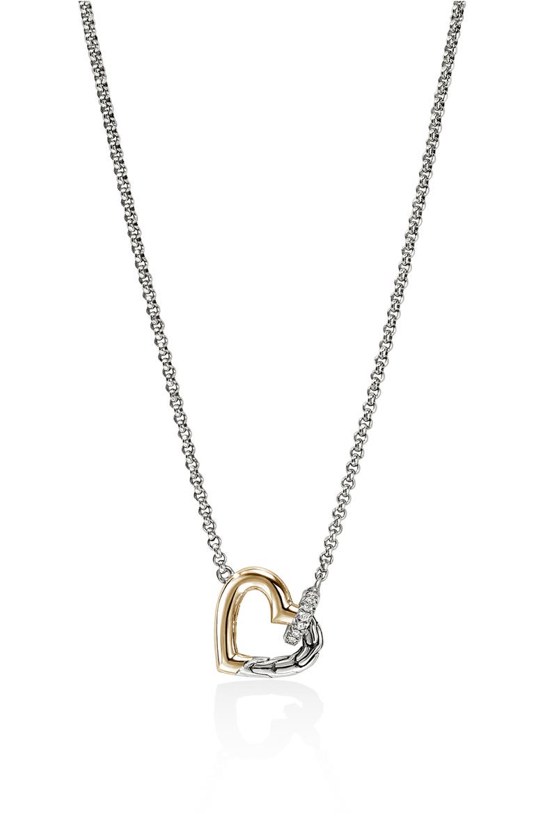 Essentials Heart Linked Necklace, Main, color, SILVER
