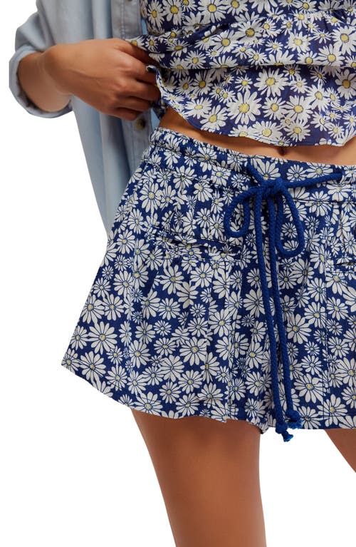 Free People Offbeat Printed Shorts In Navy Combo