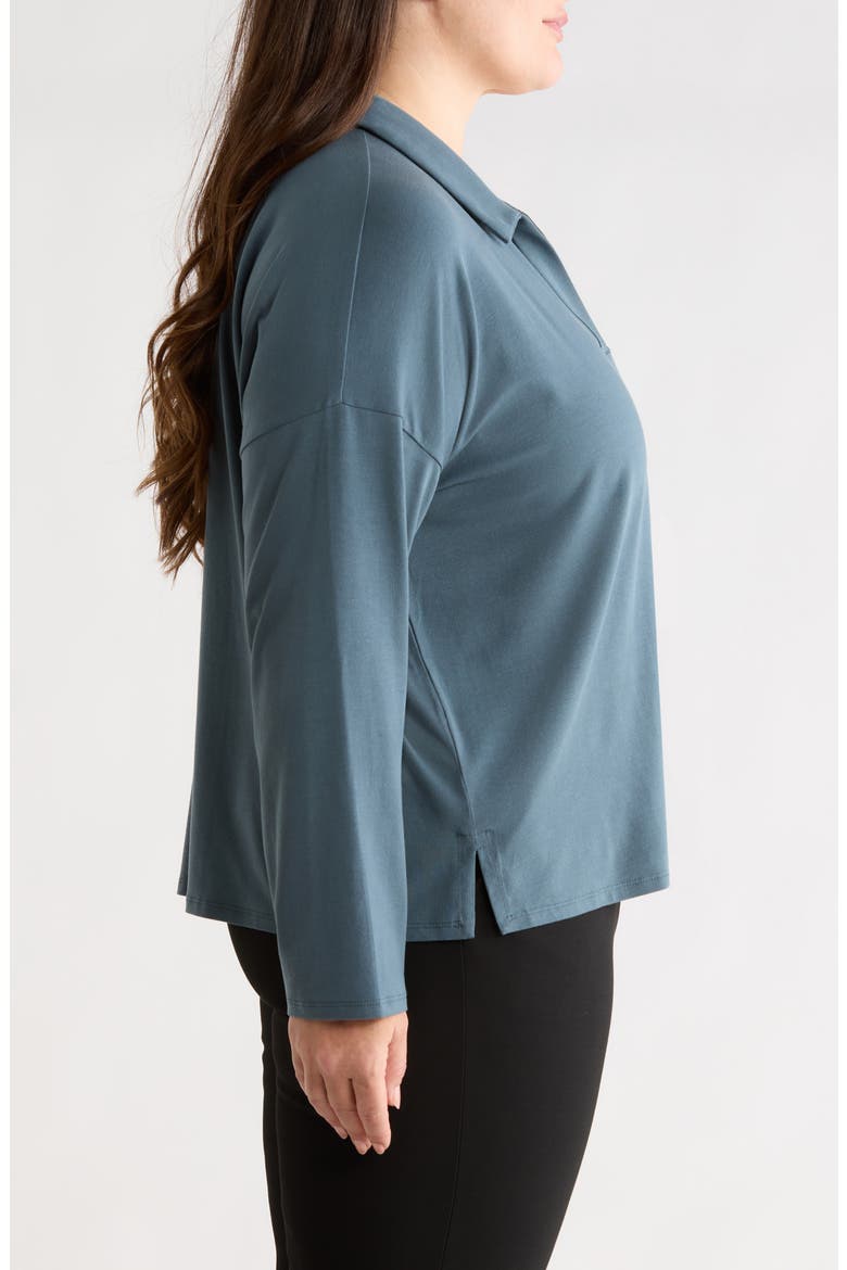 Boxy Henley Jersey Top, Alternate, color, EUCALYPTUS