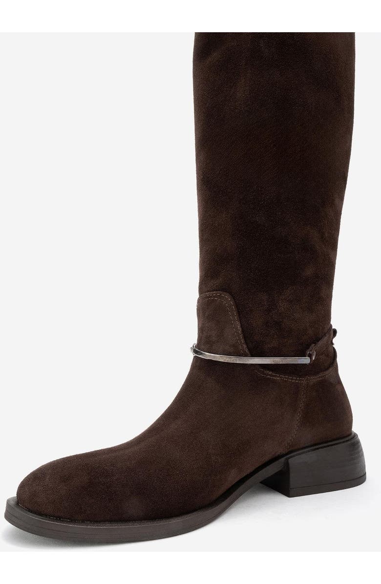 Forever & Always Shoes Ansel Leather Riding Boot, Alternate, color, Brown Suede