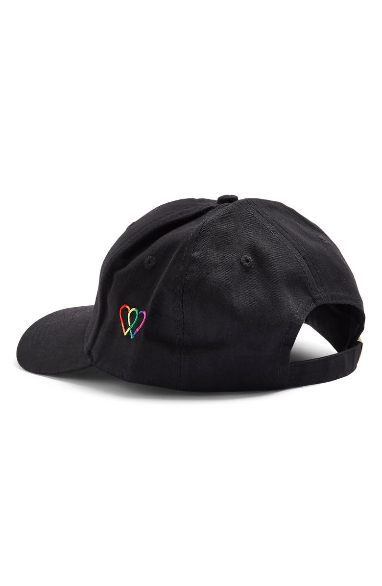 Topman Rainbow Hearts Embroidered Baseball Cap, Alternate, color, 