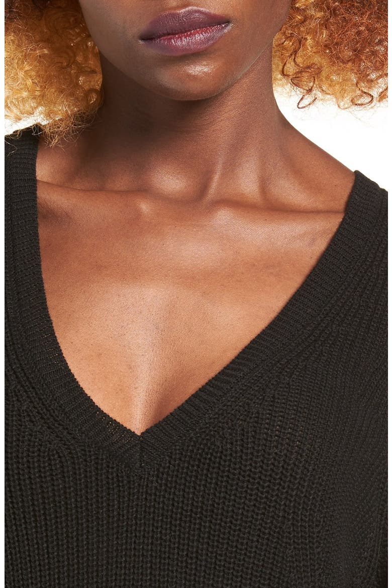 Shaker Stitch Sweater Dress, Alternate, color, BLACK