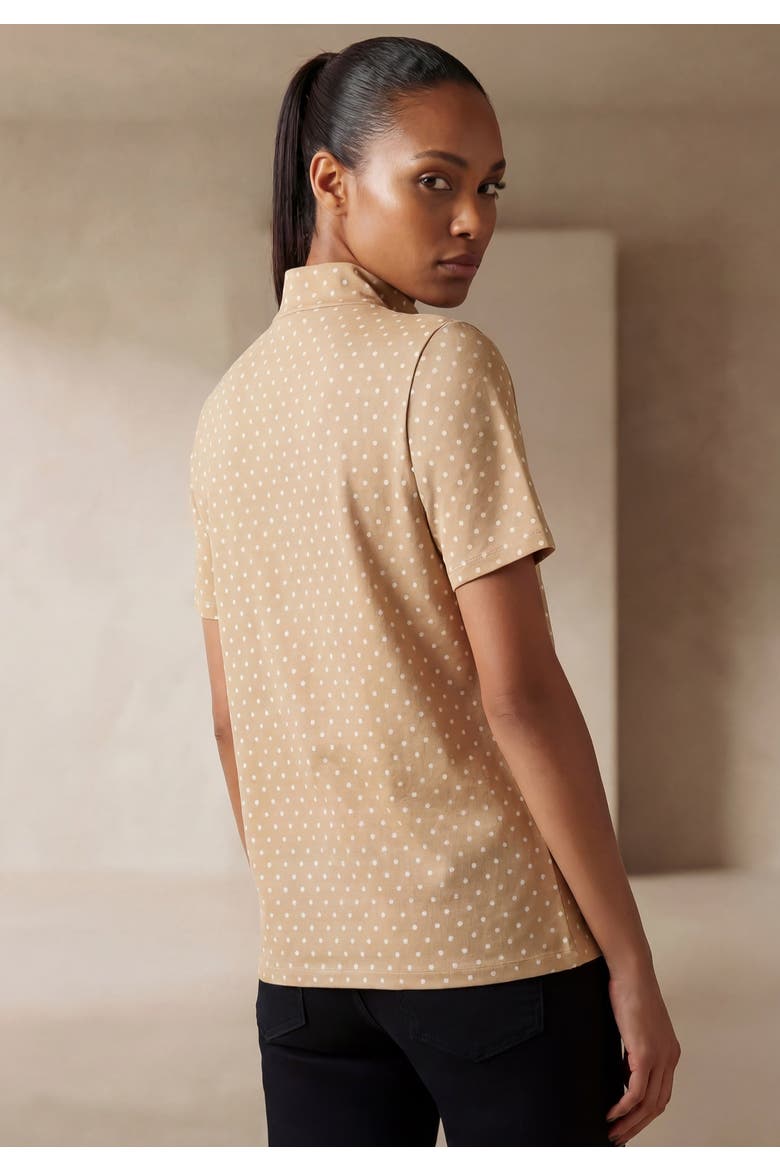 Short Sleeve Mock Neck, Alternate, color, NEW KHAKI IVORY DOT