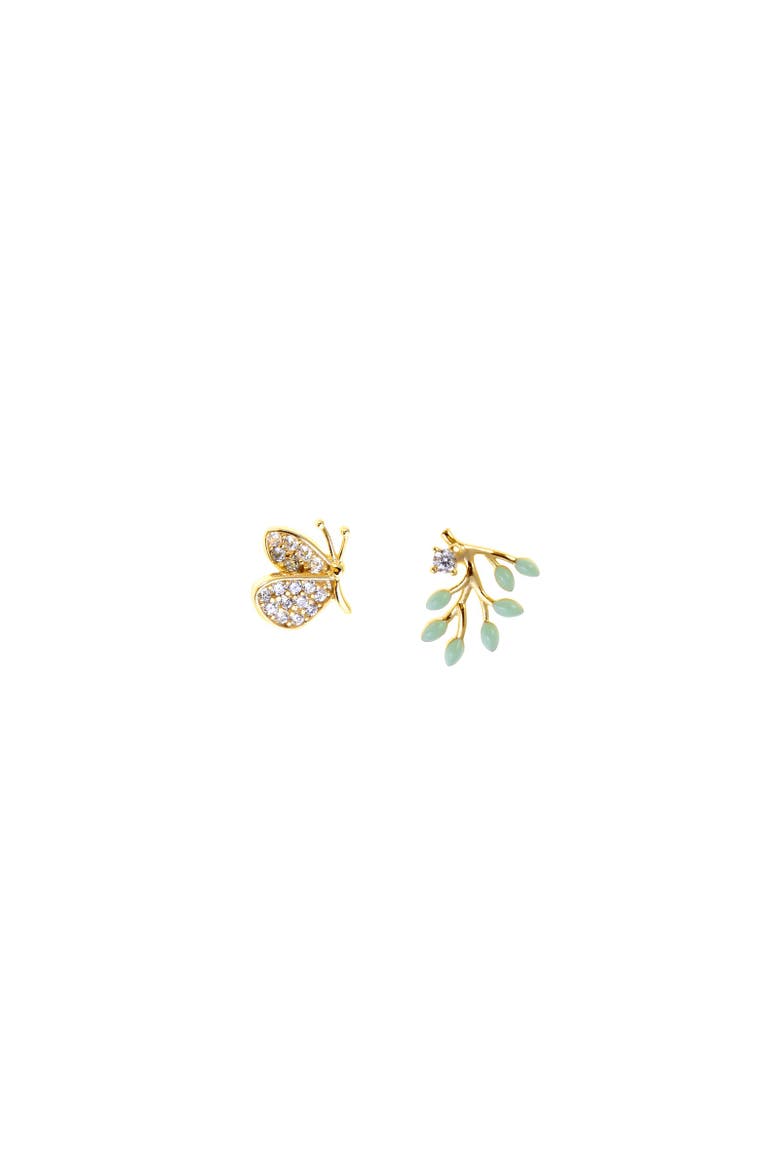 Borboleta Ramo Earrings, Main, color, Silver Gold Plated