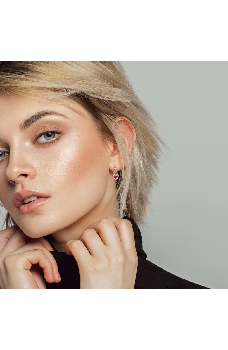 Julianna B. Lab-Created Ruby & White Sapphire Heart Earrings, Alternate, color, Lab-Created Ruby