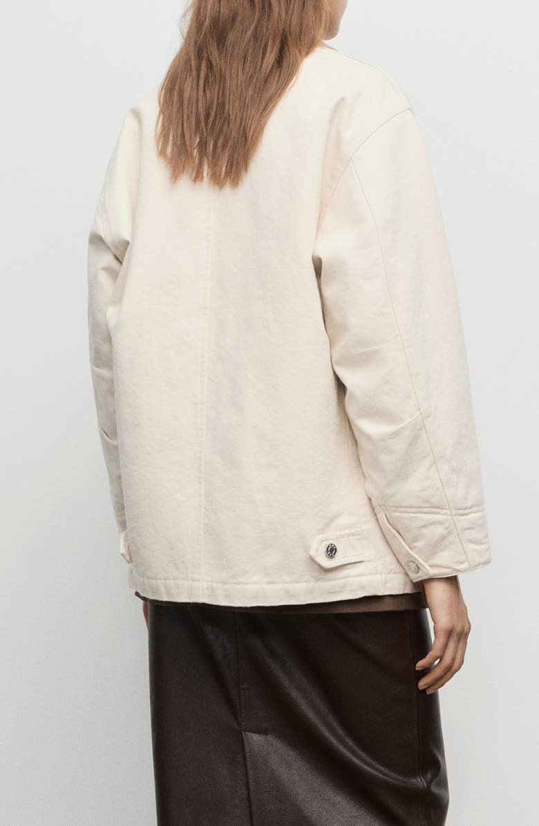 MANGO Corduroy Collar Denim Jacket, Alternate, color, Ecru